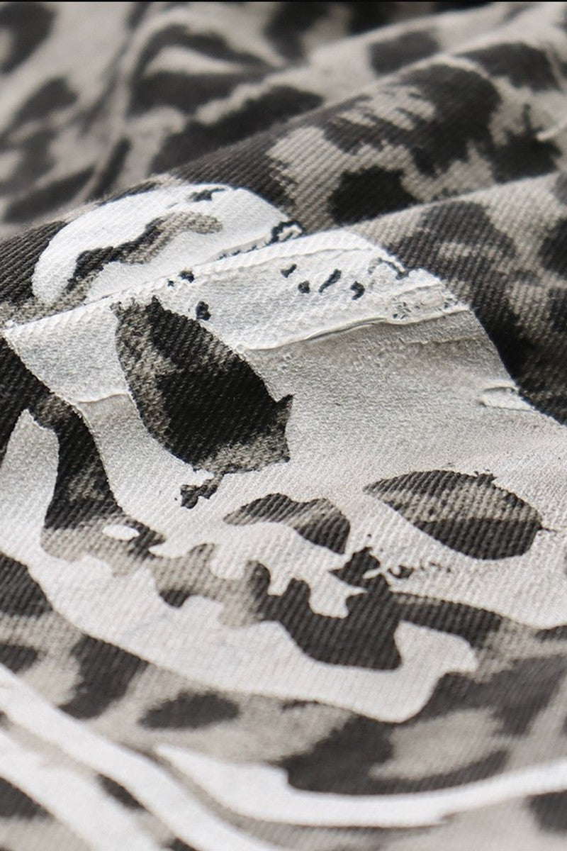 Leopard Cargo Hem Shorts