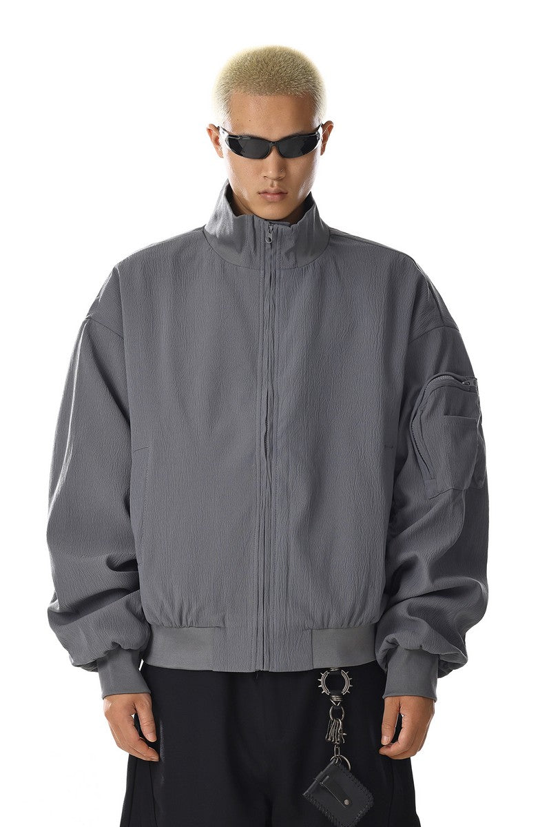 Gray Short Mock Neck Jacket