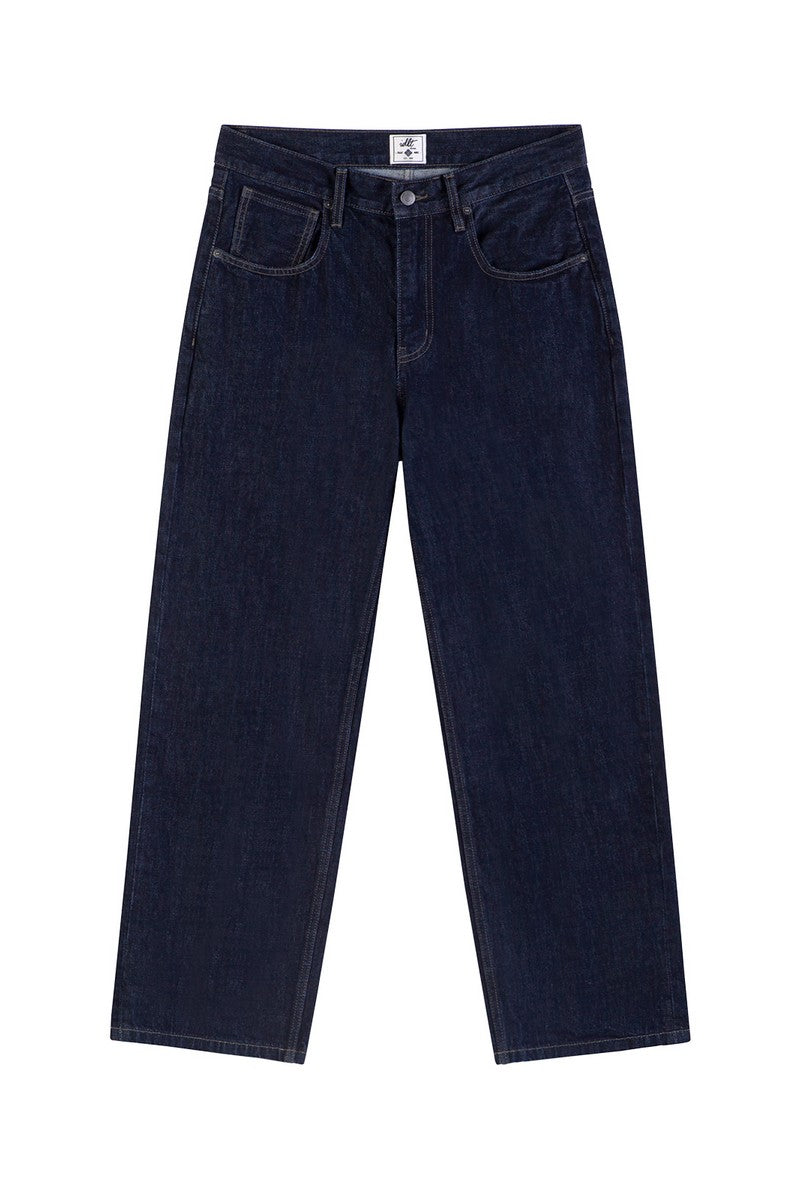 Raw Washed Straight Leg Jeans