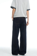 Dark Blue Basic Straight Jeans