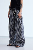 Pleated Plaid Wide Pants