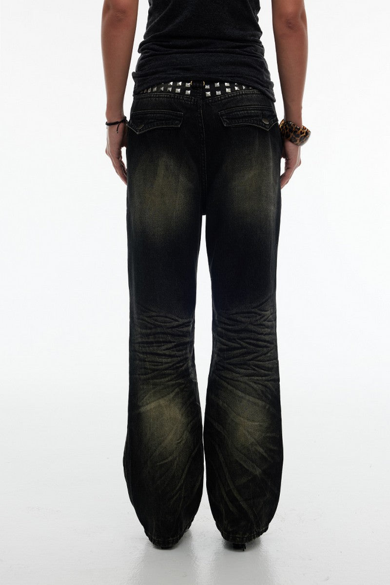 Washed Claw Straight Jeans