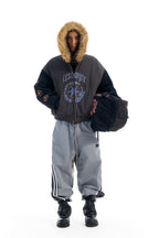 Colorblock Fleece Collar Sweatshirt Jacket