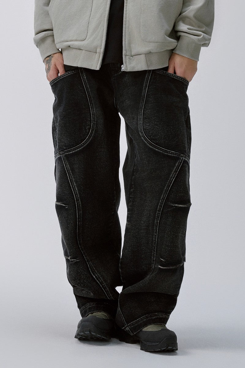 Deconstructed Cargo Denim Jeans