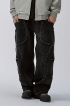 Deconstructed Cargo Denim Jeans