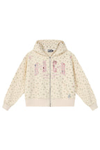Floral Embroidery Zip Up Hoodie