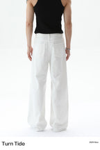 Washed Distressed Straight Leg Jeans
