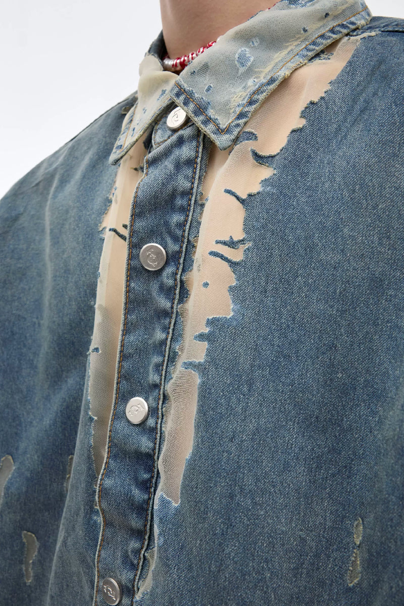 Deconstructed Lace Denim Shirt