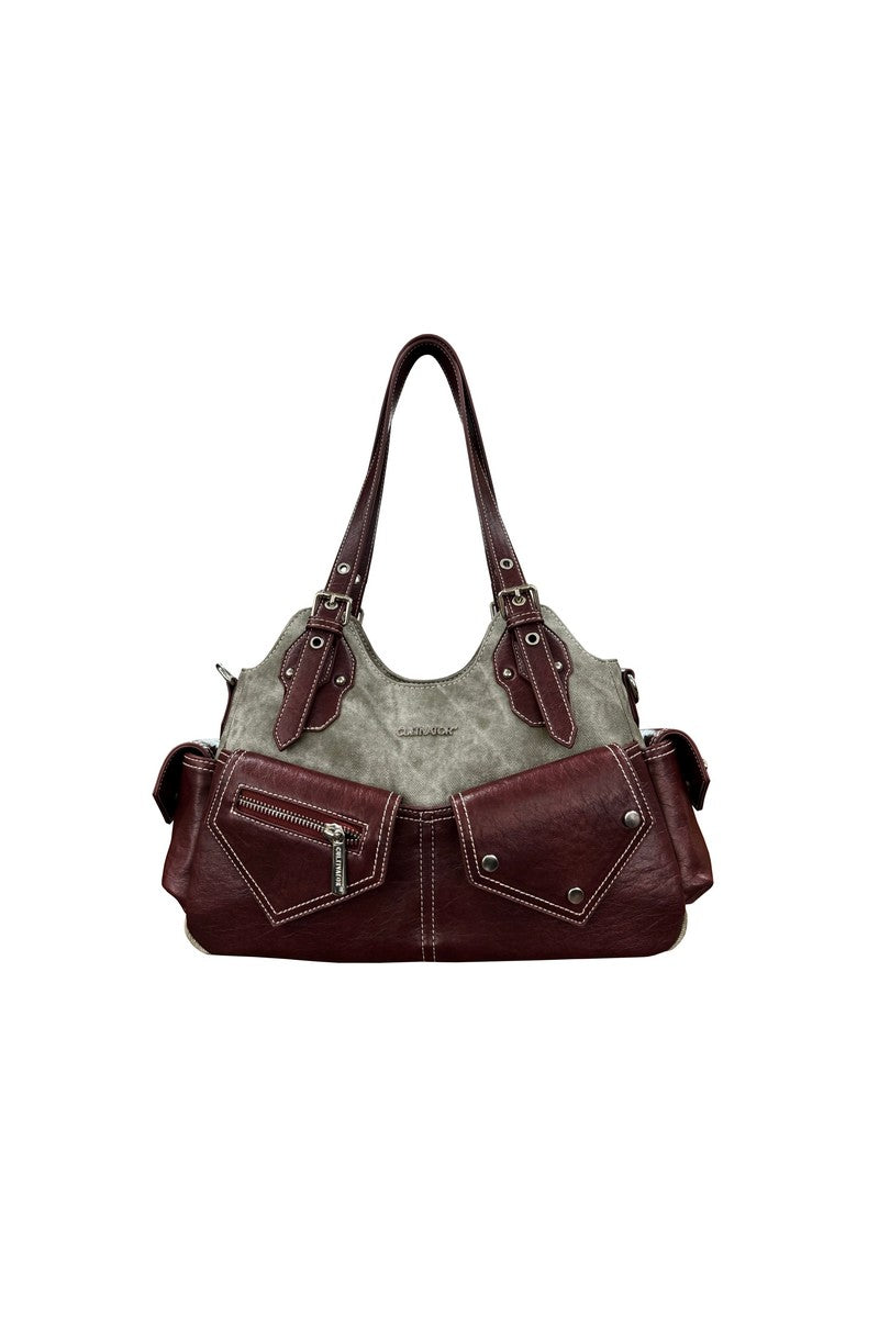 Denim Patchwork Underarm Bag