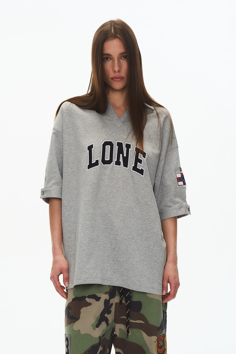 Embroidered V Neck Tee