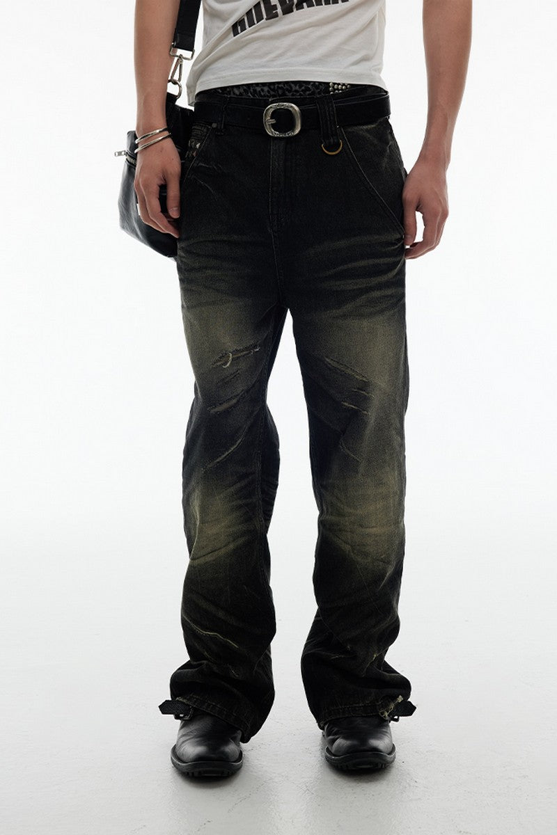 Washed Claw Straight Jeans