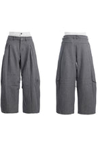 Double-Waist Layered Wide-Leg Trousers