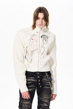 Unicorn Print Rhinestone Cardigan