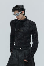 Deconstructed Fleece Turtleneck Top