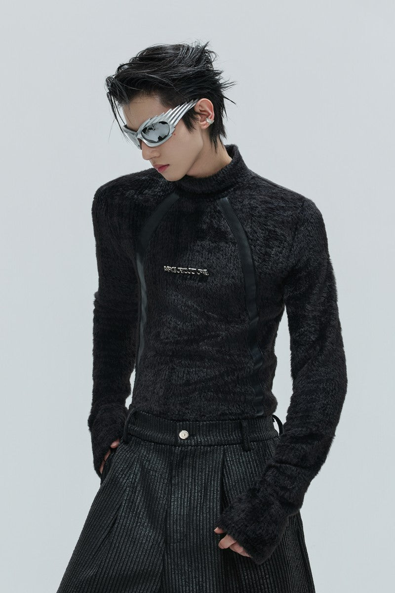 Deconstructed Fleece Turtleneck Top