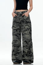 Wrinkled Camo Multi-Pocket Pants