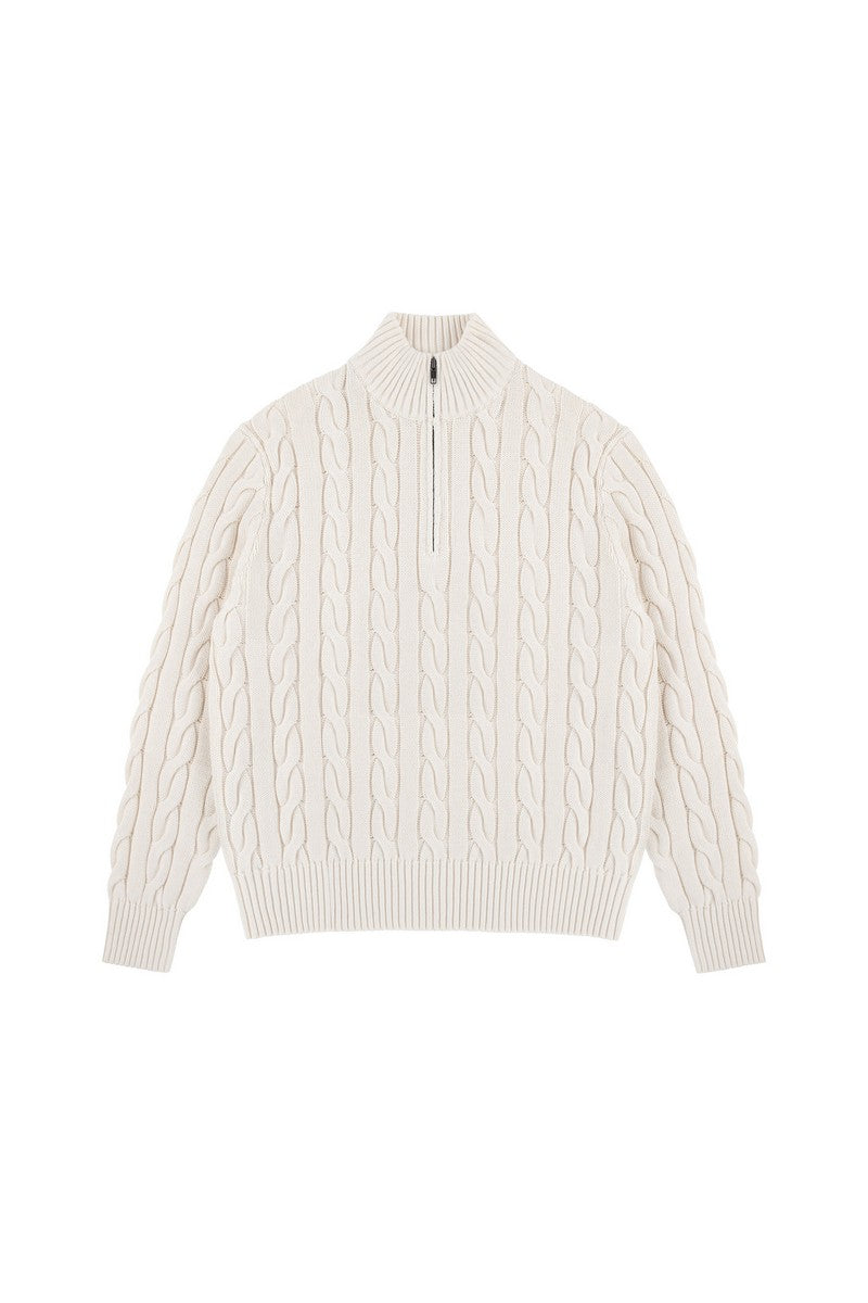 Cable Knit Half Zip Sweater