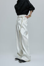 Glossy Cinched Waist Trousers