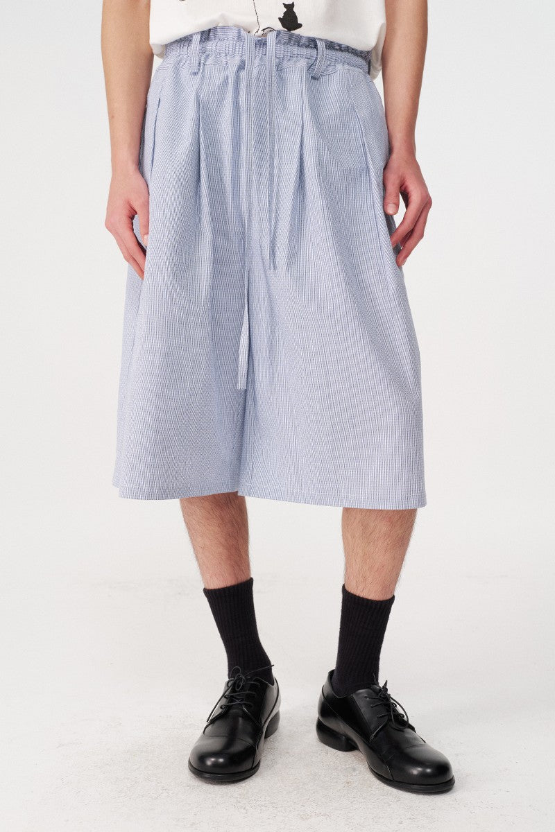 Plaid Pleated Capri Shorts
