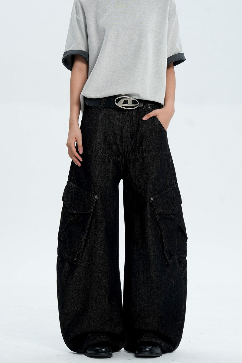 Black Multi Pocket Work Jeans