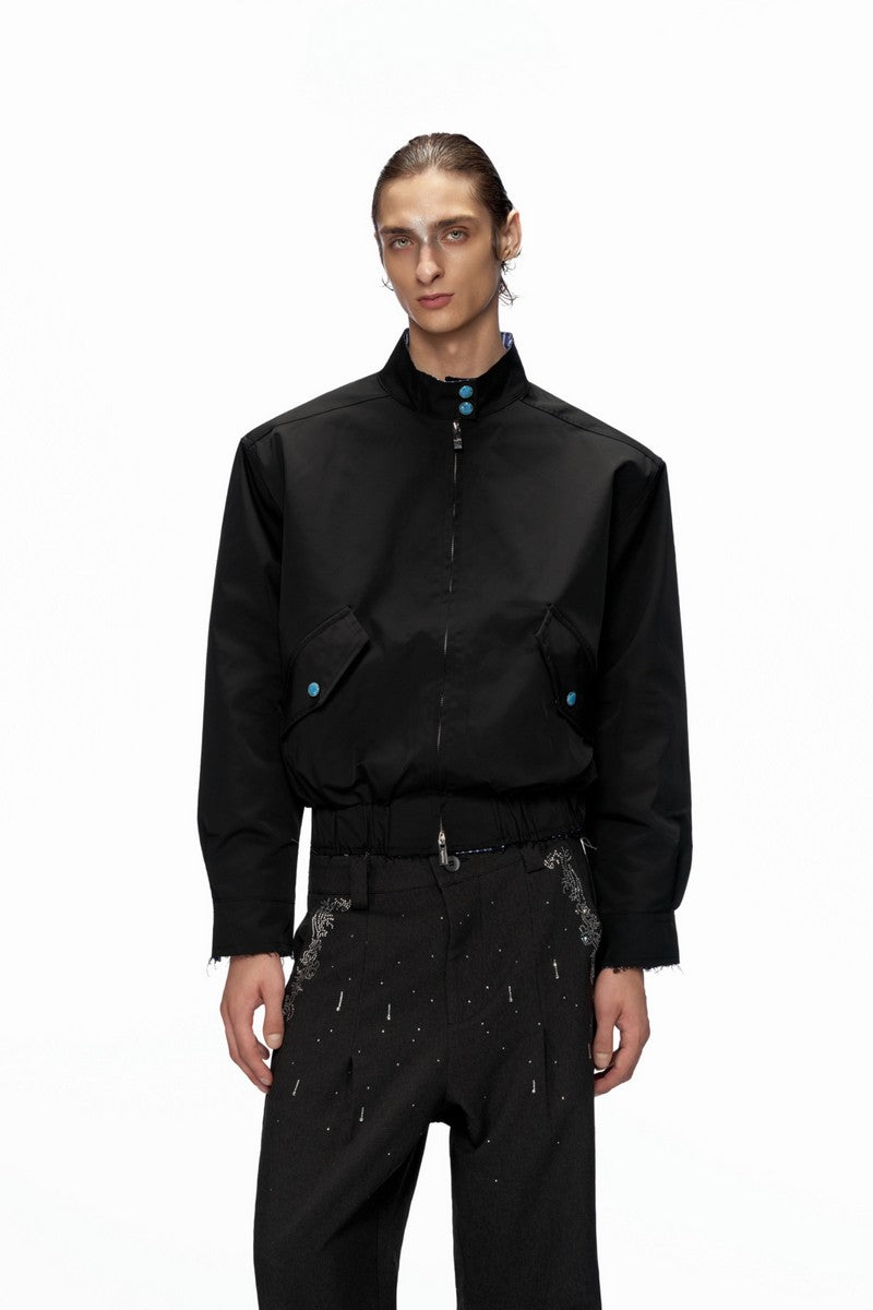 Striped Stand Collar Jacket