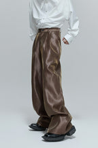 Crinkled High Waist Wide Leg Pants