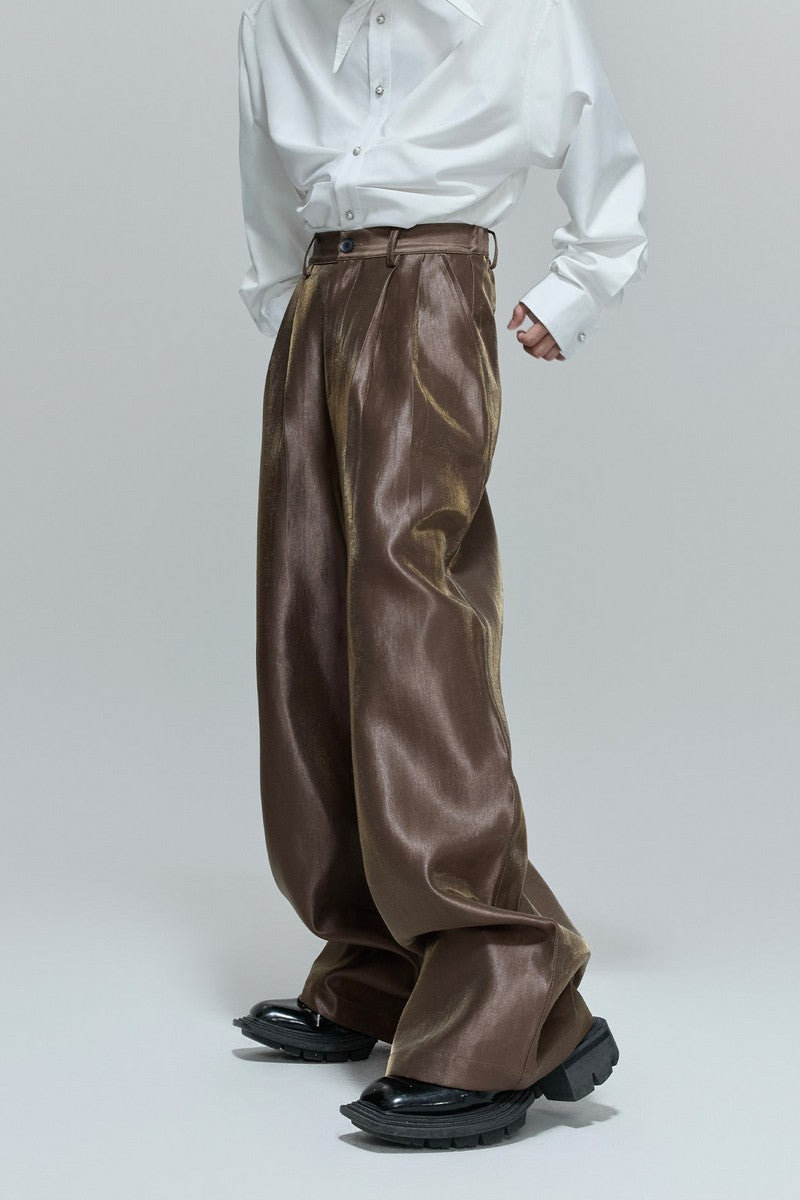 Crinkled High Waist Wide Leg Pants