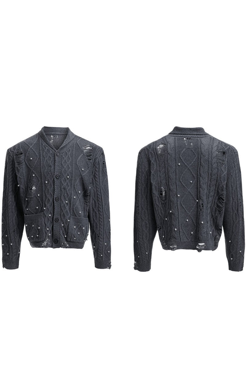 Pearl Knit Hollow Cardigan