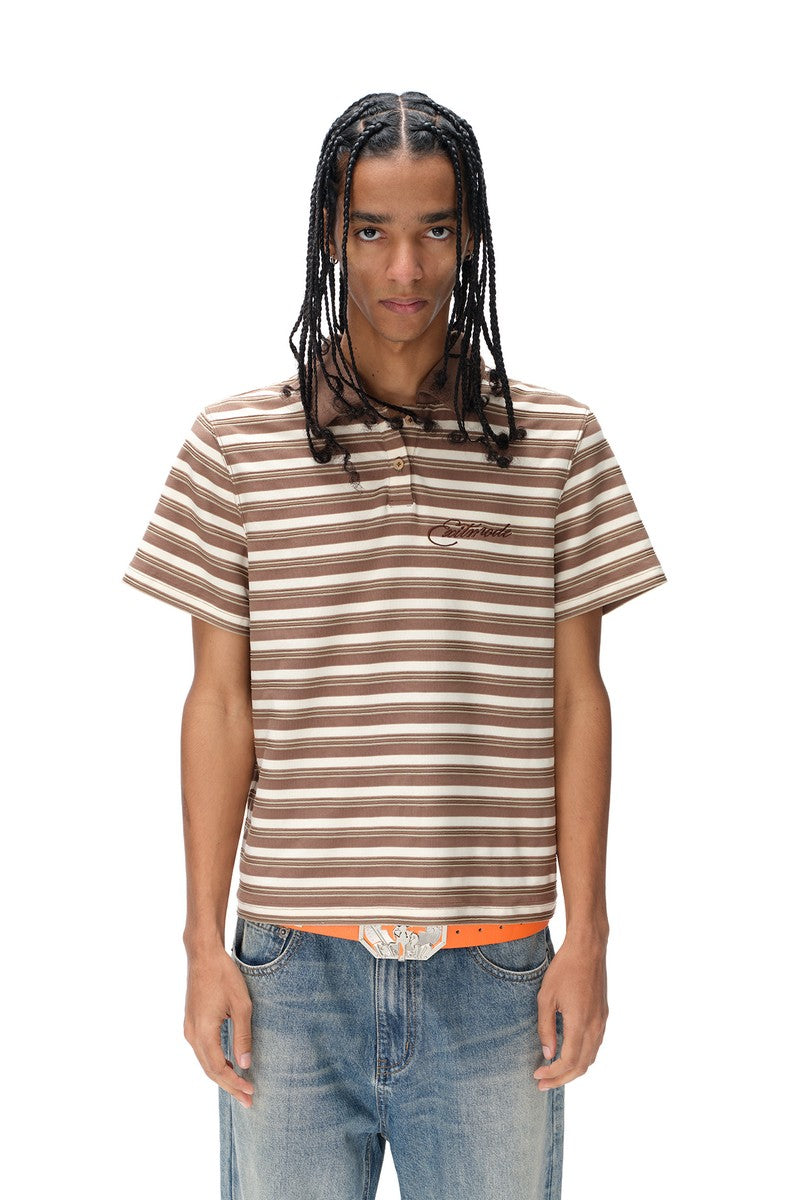 Striped Embroidered Polo Shirt