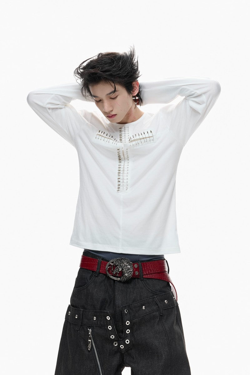 Cross Pin Henley Shirt