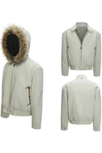 Embroidered Washed Leather Puffer