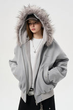 Paneled Fur Collar Jacket