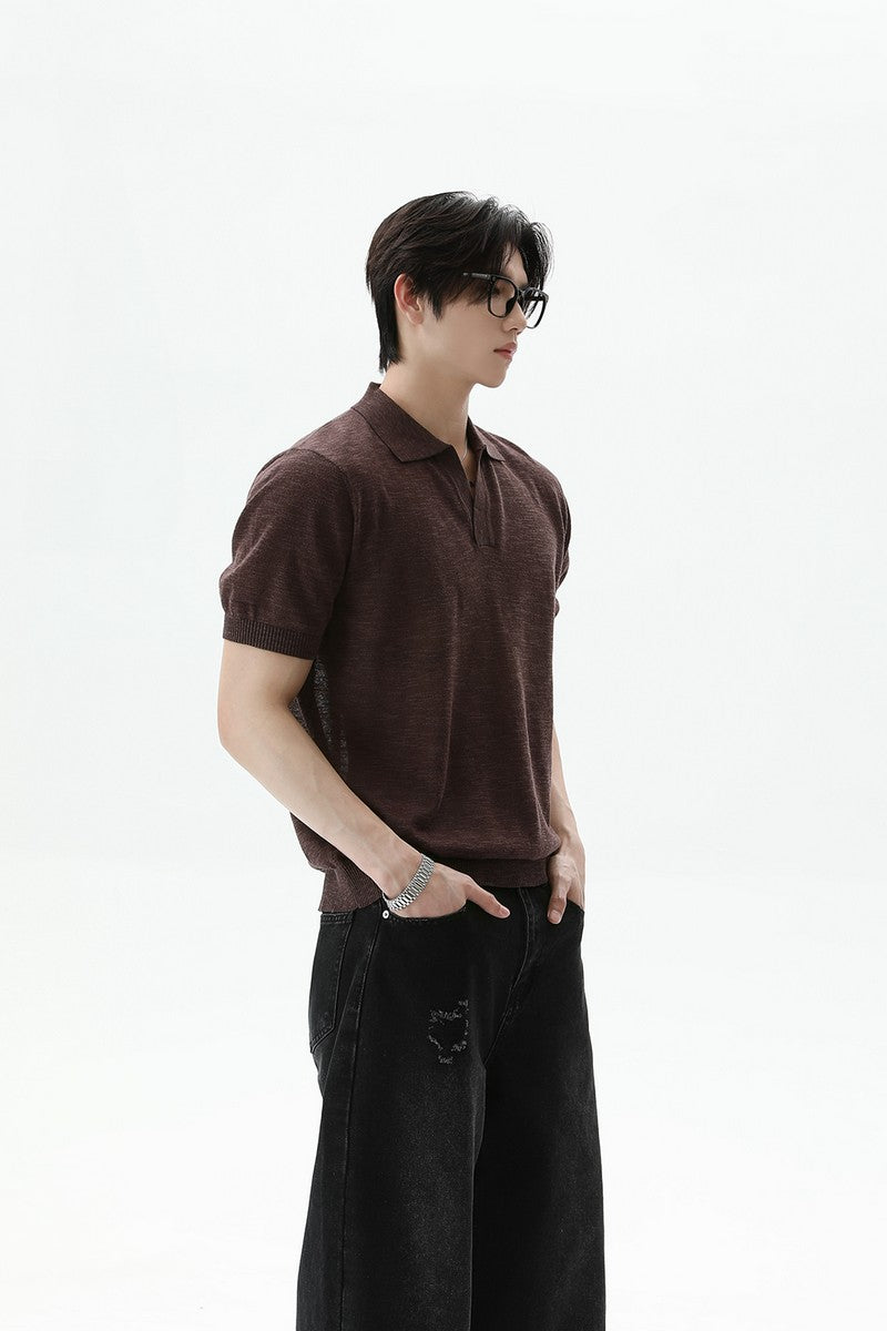 Textured V-Neck Lightweight Tee