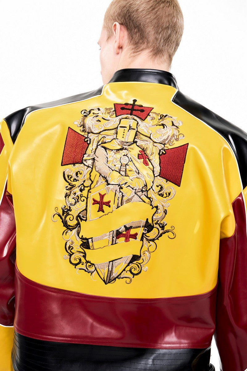 Yellow Colorblock Biker Jacket