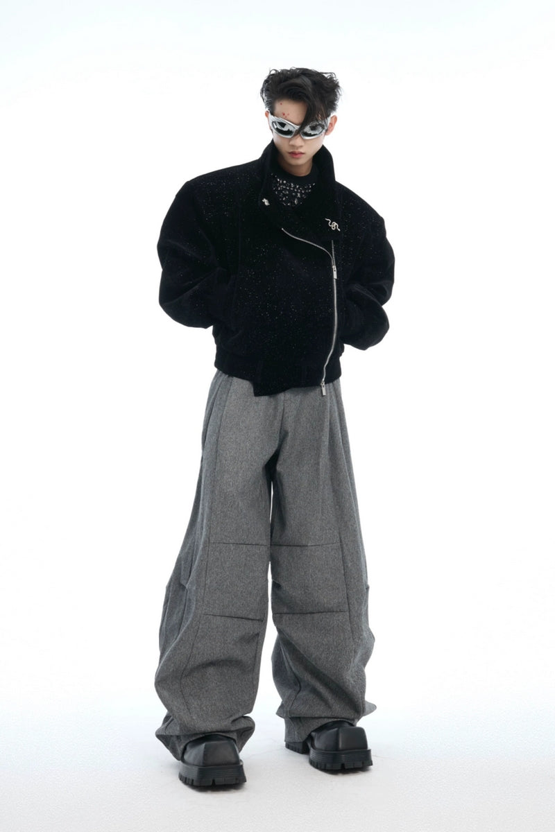 Double-Waist Layered Wide-Leg Trousers
