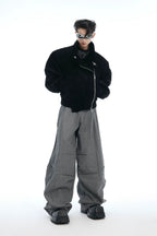 Double-Waist Layered Wide-Leg Trousers