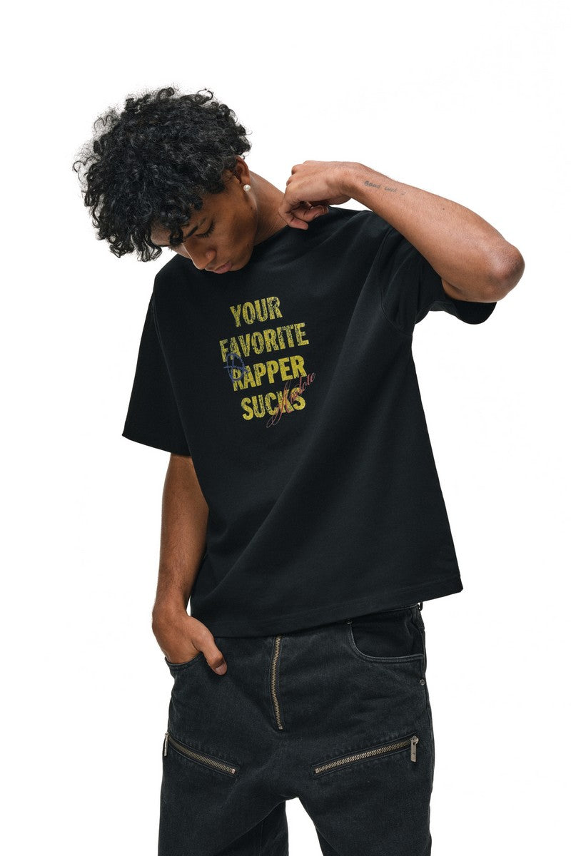 Distressed Slogan Print T-Shirt