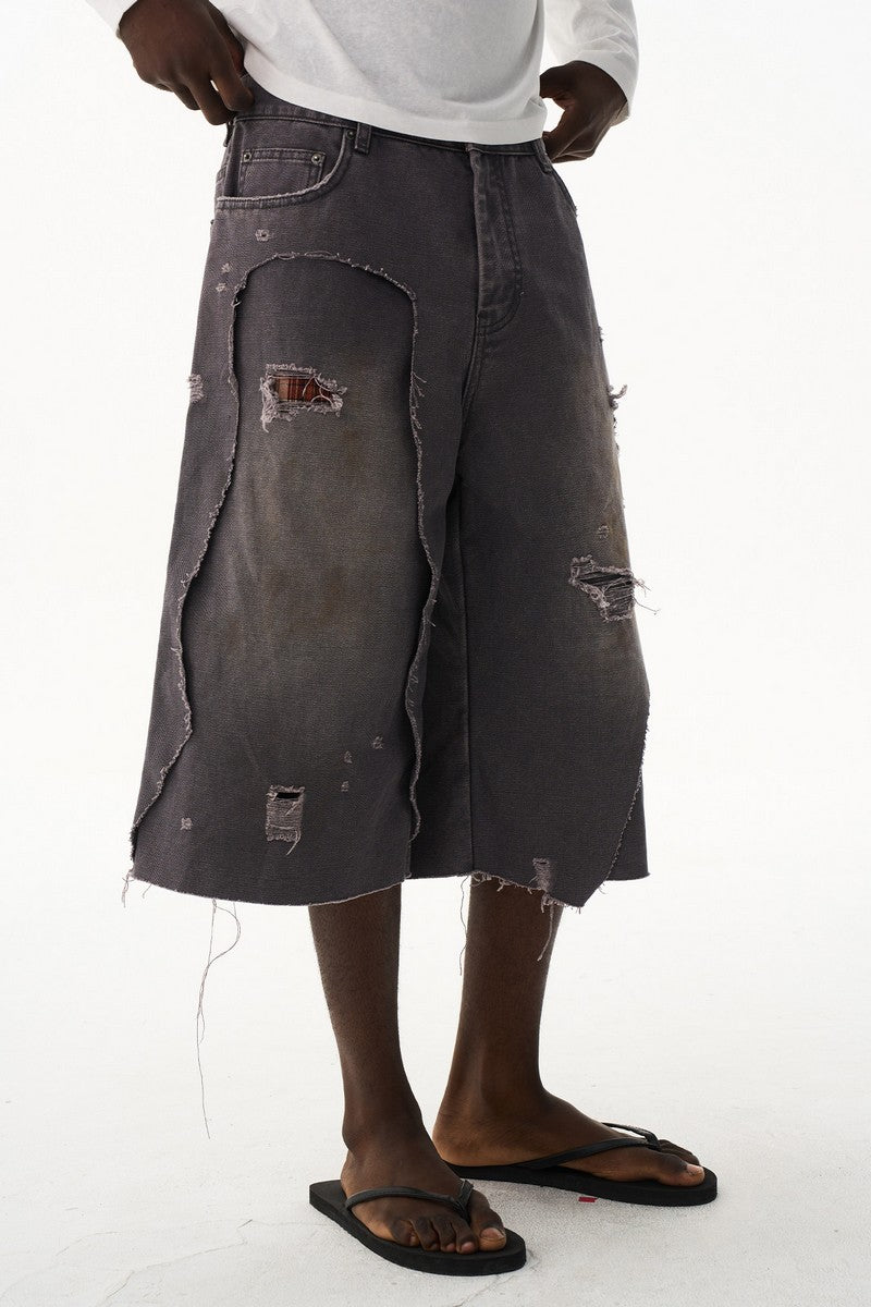 Double Layer Distressed Shorts