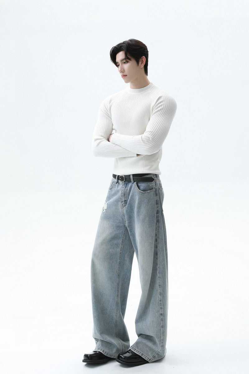 Ribbed Slim Fit Knit Tee