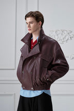 Deconstructed Cropped Faux Leather Jacket