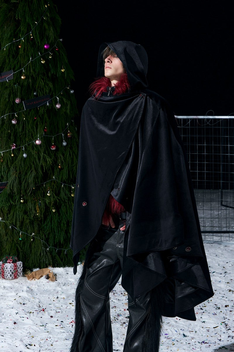 Velvet Horse Embroidery Hooded Cape