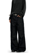 Raw Denim Black Wide Leg Jeans