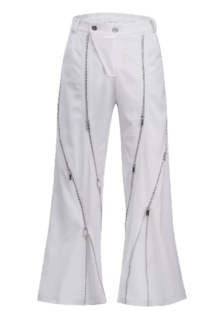 Deconstructed Zipper Flare Trousers