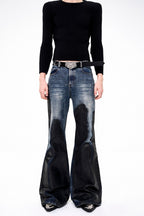 Waxed Flare Washed Jeans