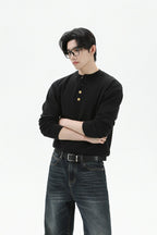 Henley Wool Knit Sweater