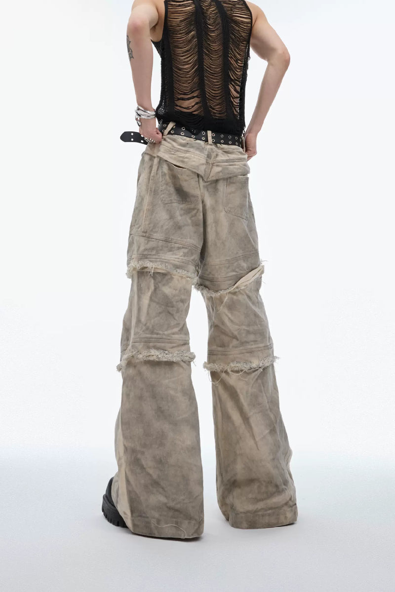 Distressed Sand Wash Cargo Pants