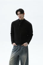 Layered Look Henley Knit Sweater