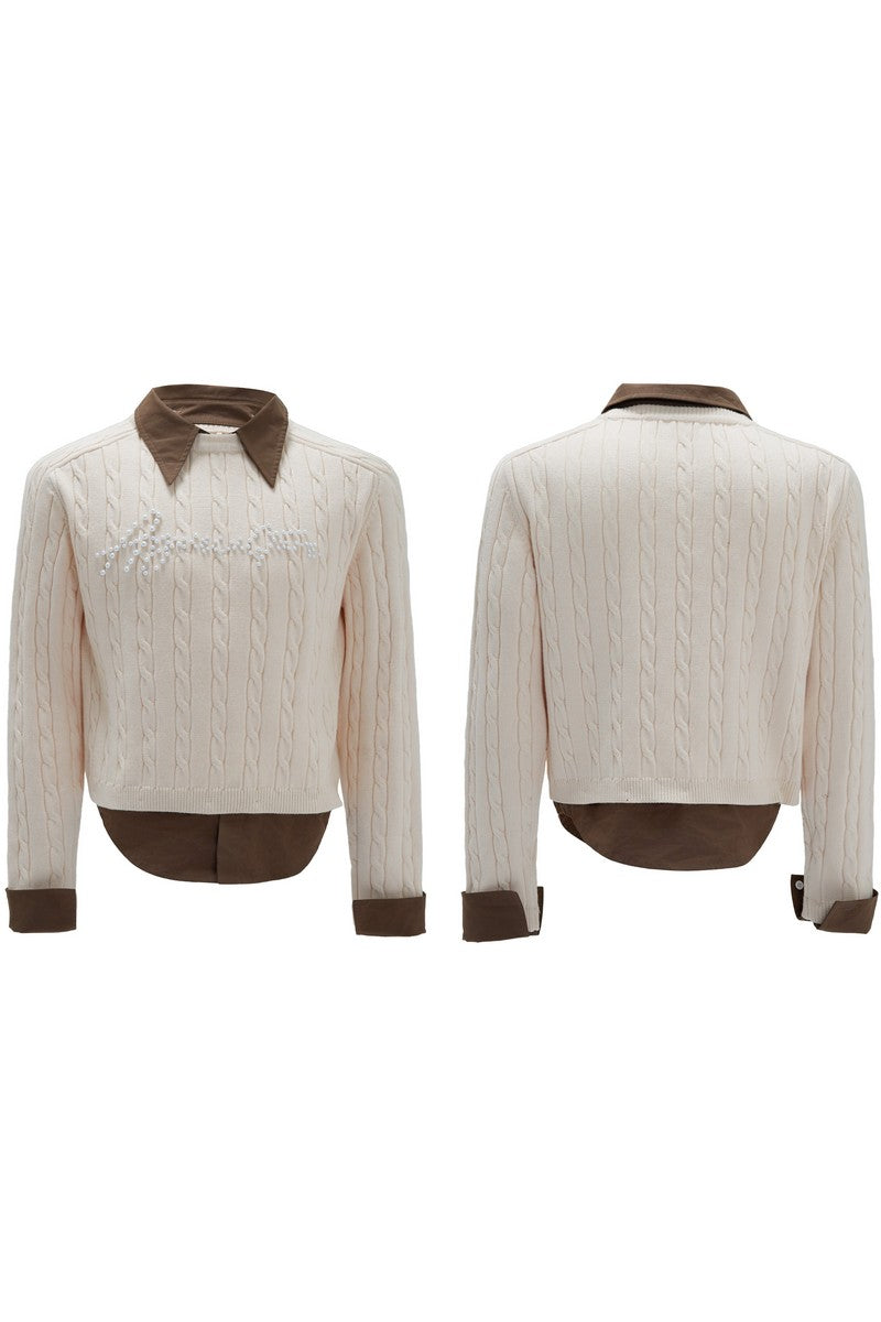 Layered Pearl Knit Sweater
