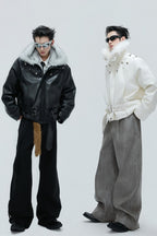 Faux Fur Puffer Biker Jacket