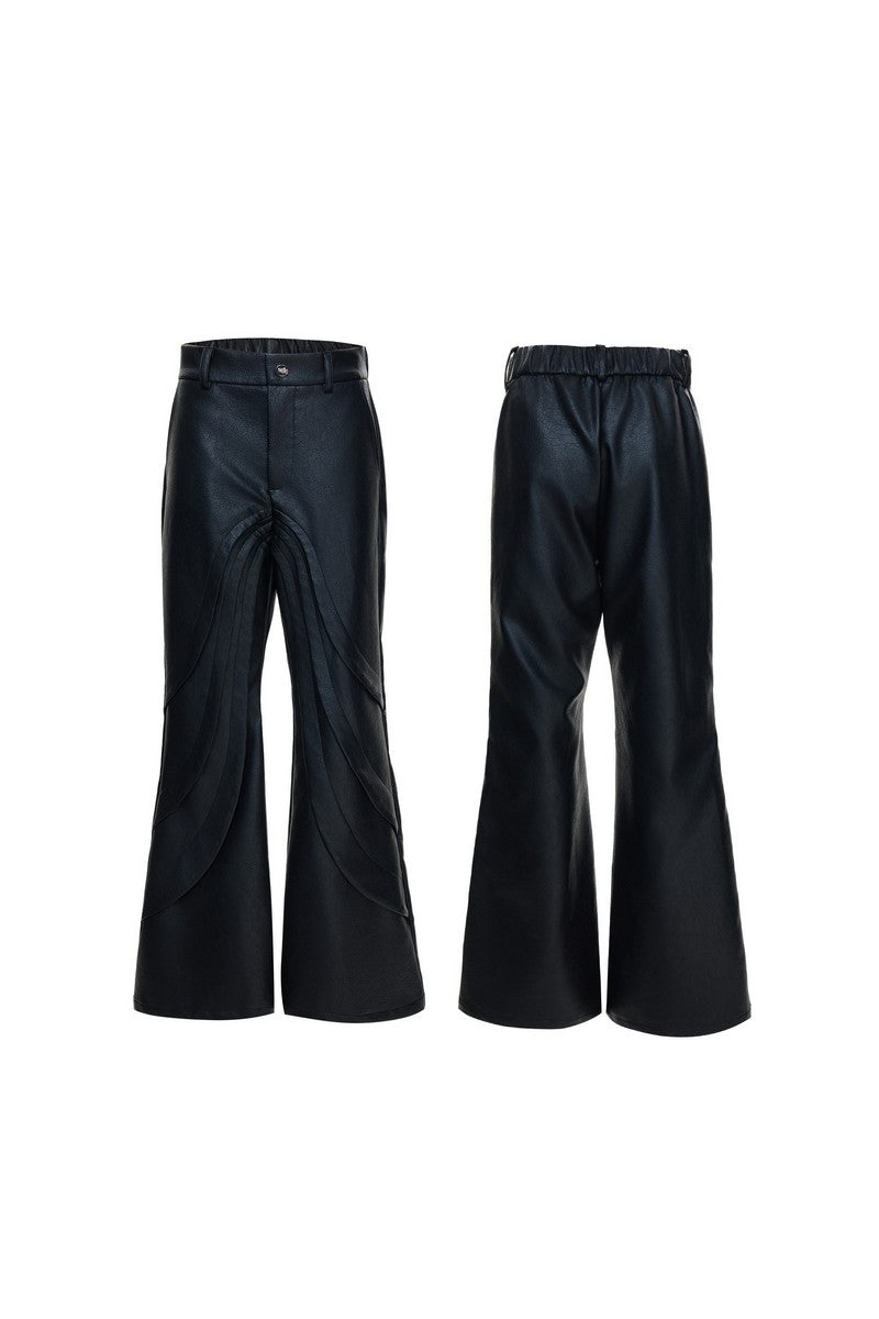 Cracked Flared Leather Pants